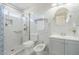 Modern bathroom featuring a glass-enclosed shower, dual vanity, and designer fixtures at 31259 N 42Nd Pl, Cave Creek, AZ 85331