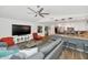 Open concept living space featuring a modern kitchen, a comfortable seating area, and stylish modern decor at 7806 N Via Del Sol --, Scottsdale, AZ 85258