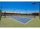 Outdoor community pickleball courts with green and blue surface and black netting at 7839 E Milagro Ave, Mesa, AZ 85209
