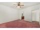 This primary bedroom provides a restful retreat with access to the ensuite bathroom, adding convenience and luxury at 11360 E Keats Ave # 92, Mesa, AZ 85209