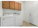 Laundry room with overhead cabinets and washer and dryer at 11360 E Keats Ave # 92, Mesa, AZ 85209