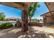 Covered patio featuring stone columns and landscaped surroundings at 11360 E Keats Ave # 92, Mesa, AZ 85209