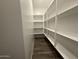 Walk-in pantry with ample shelving and wood flooring for organized storage at 15794 W Cheryl Dr, Waddell, AZ 85355