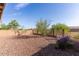 View of the backyard featuring desert landscaping and rock ground cover and some green foliage at 118 N 223Rd Ave, Buckeye, AZ 85326