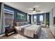 This main bedroom features many windows and a television above the bed at 3036 N Acacia Way, Buckeye, AZ 85396