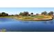 A scenic golf course with water features is surrounded by mature trees and native vegetation at 6023 E Scafell Cir, Mesa, AZ 85215