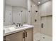 Modern bathroom featuring a glass-enclosed shower with stylish tile and vanity at 7315 E Brisa Dr, Scottsdale, AZ 85266