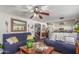 Inviting living room showcasing an open layout with a comfortable seating area and adjacent kitchen at 1149 N Sunnyvale Ave, Gilbert, AZ 85234
