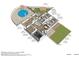 Detailed 3D floor plan showcasing the layout of the home's rooms, including bedrooms, living areas, and pool at 2234 N 74Th Way, Scottsdale, AZ 85257