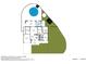 Detailed floor plan showcasing the layout, including the garage, four bedrooms, kitchen, living areas, and pool at 2234 N 74Th Way, Scottsdale, AZ 85257