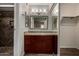 Bathroom with granite countertops, updated vanity, and tiled walk-in shower at 154 W 5Th St # 210, Tempe, AZ 85281