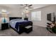Bedroom featuring a ceiling fan, window with blinds, and blue accents at 17946 W Via Del Sol --, Surprise, AZ 85387