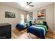 Shared bedroom featuring two twin beds with blue and green bedding and artwork at 19700 N 76Th St # 1038, Scottsdale, AZ 85255