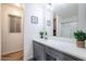 Bathroom features a vanity with white countertop, gray cabinets, and a large mirror above the sink at 4065 E University Dr # 436, Mesa, AZ 85205