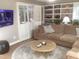 Bright living room boasts a cozy sectional sofa, round coffee table, and a view of an outdoor space at 1036 E Wagon Wheel Dr, Phoenix, AZ 85020