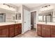 Bathroom with double sinks, vanity, and separate toilet and shower rooms at 10830 W El Cortez Pl, Peoria, AZ 85383