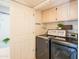 Bright laundry room with modern washer and dryer, cabinets, and stylish decor accents at 11025 N 10Th St, Phoenix, AZ 85020
