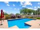 Beautiful backyard pool, perfect for relaxation, surrounded by desert landscaping and shade trees at 14186 N 100Th Pl, Scottsdale, AZ 85260