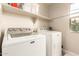 Convenient laundry room with modern washer and dryer, and a storage shelf at 263 N Wilson Dr, Chandler, AZ 85225
