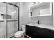 Modern bathroom featuring a walk-in shower and sleek black vanity at 3810 N Maryvale Pkwy # 2020, Phoenix, AZ 85031