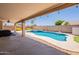 Relaxing covered patio overlooking a beautiful backyard pool, offering a perfect blend of shade and sun at 509 W Villa Rita Dr, Phoenix, AZ 85023