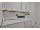 Functional laundry room with a washer, dryer, and ample cabinet space at 5349 W Acapulco Ln, Glendale, AZ 85306