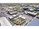 Aerial view of a vibrant downtown area with cafes, restaurants, shops, and an inviting outdoor patio under colorful umbrellas at 2338 E Javelina Ave, Mesa, AZ 85204