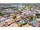 Scenic aerial view of a residential neighborhood, showcasing well-maintained homes and community amenities on a sunny day at 2338 E Javelina Ave, Mesa, AZ 85204