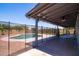 Spacious covered patio featuring a fenced pool area perfect for outdoor entertaining and relaxation at 2338 E Javelina Ave, Mesa, AZ 85204