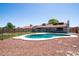 This backyard features a sparkling pool, perfect for relaxing and entertaining outdoors at 2338 E Javelina Ave, Mesa, AZ 85204