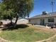 Lush backyard with a well-maintained lawn, mature shade trees, and a cozy patio area for outdoor enjoyment at 343 W Santa Cruz Dr, Tempe, AZ 85282