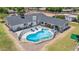 Aerial view of home with a private pool, landscaped backyard, and ample space for entertaining at 802 E Harwell Rd, Gilbert, AZ 85234