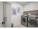 Convenient laundry room with modern washer and dryer units, storage cabinets, and stylish decor at 802 E Harwell Rd, Gilbert, AZ 85234