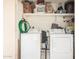 Neat laundry room with washer, dryer, and storage shelves at 850 S River Dr # 2065, Tempe, AZ 85281