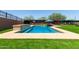 Beautiful inground backyard pool surrounded by a lush lawn at 1809 E Gwen St, Phoenix, AZ 85042