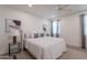 Bright bedroom featuring stylish decor, a ceiling fan, recessed lighting, and a comfortable bed at 2680 E Daniel Dr, Gilbert, AZ 85298