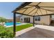 Shaded backyard patio showcasing a gazebo, pristine pool, artificial turf, and access to the home at 34009 N 29Th Dr, Phoenix, AZ 85085