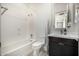 Bathroom features a shower/tub combo, nice decor, and single sink at 3822 E Canyon Pl, Chandler, AZ 85249
