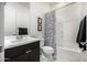 Bathroom features a shower/tub combo, nice decor, and single sink at 3822 E Canyon Pl, Chandler, AZ 85249