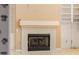 Close up of a fireplace with a marble hearth and built-in shelving at 728 W Sandra Ter, Phoenix, AZ 85023