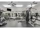 Community gym with ceiling fans, wall mirrors, and a variety of exercise equipment at 7920 E Camelback Rd # 508, Scottsdale, AZ 85251