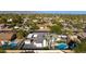 Beautiful aerial shot of the home with a pool, modern design, and landscaped backyard at 14012 N 57Th Pl, Scottsdale, AZ 85254