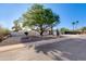 Charming single-story home with a large tree in the front yard, desert landscaping, and a white exterior at 14012 N 57Th Pl, Scottsdale, AZ 85254