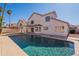 Home's backyard with pool, patio, and privacy with nice landscaping at 16609 S 41St St, Phoenix, AZ 85048