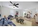 Bright living room featuring modern furnishings, stylish decor, and a ceiling fan at 3619 E Monterosa St # 202, Phoenix, AZ 85018