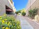 Beautifully landscaped path through the community with flowers at 4554 E Paradise Village N Pkwy # 133, Phoenix, AZ 85032