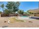 Expansive backyard with lush landscaping, charming patio, and refreshing backyard pool for outdoor living at 1037 E Baylor Ln, Gilbert, AZ 85296