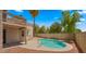Backyard with a refreshing pool, complemented by a patio area for relaxation and outdoor enjoyment at 4043 E Mountain Vista Dr, Phoenix, AZ 85048
