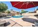 Private backyard oasis with a pool, spa, and comfortable seating area at 6708 W Utopia Rd, Glendale, AZ 85308