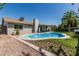Home exterior featuring a sparkling pool, covered patio, grassy area, and palm trees at 18818 N 12Th Ave, Phoenix, AZ 85027
